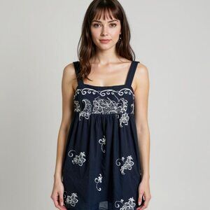 Natori Y2K Black White Floral Babydoll Whimsigoth Dark Fairy Dress Size Medium